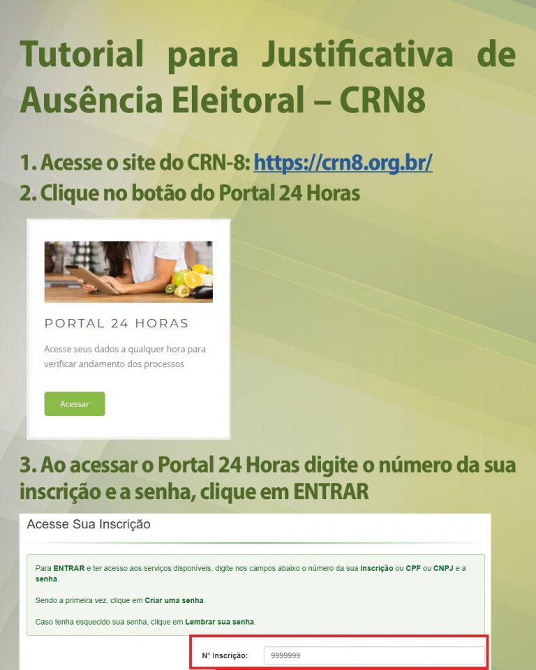 Passo a Passo – Justificativa Eleições CRN-8